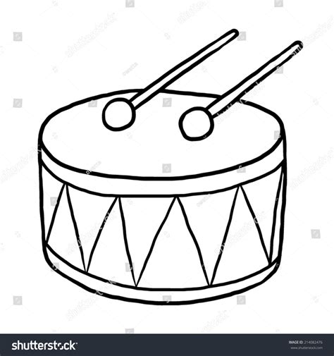 Drum Cartoon Vector Illustration Black White: เวกเตอร์สต็อก (ปลอดค่าลิขสิทธิ์) 214082476 ...