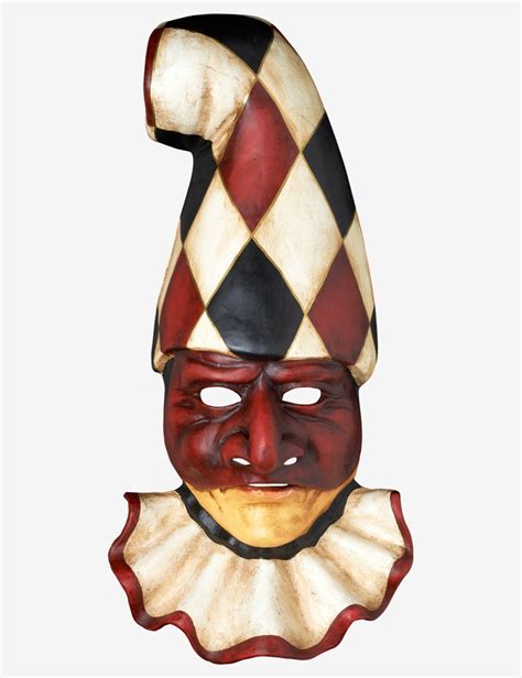 Pulcinella Red And Black | tradition venetian papier mache mask for sale