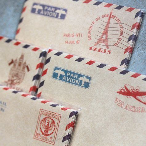 Mini Vintage Par Avion Airmail Envelopes x 40 - Favours / Scrapbooking ...