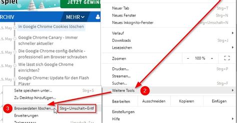 In Google Chrome Cookies löschen
