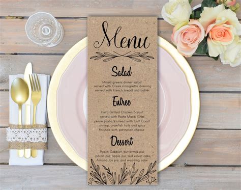 Rustic wedding menu cards Rehearsal dinner menu Rustic wedding | Etsy