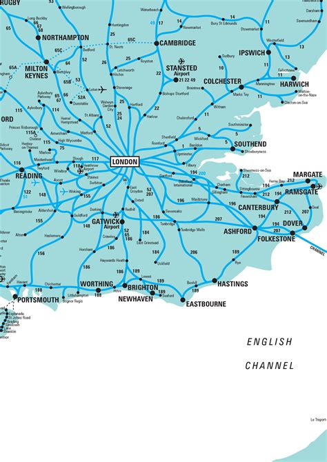 Rail map of the South East of England