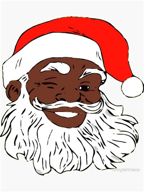 "Winking Black Santa Claus Christmas XMAS" Sticker by funnytshirtemp ...