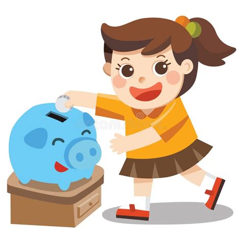 Little Girl Saving Money Piggy Bank Stock Illustrations – 132 Little ...