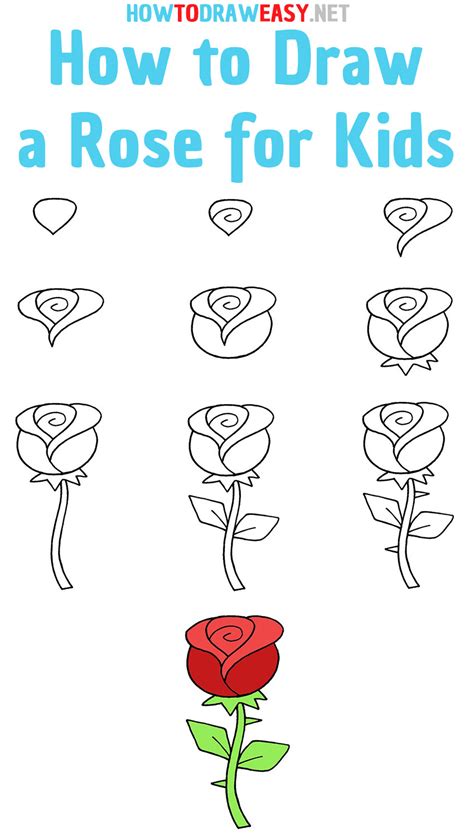 How to Draw a Rose for Kids - How to Draw Easy