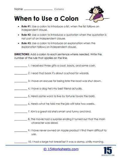 Colons Worksheets - 15 Worksheets.com