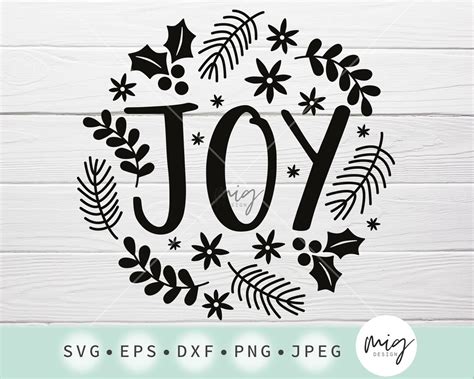 Christmas SVG File Joy Svg Christmas Round SVG File Round - Etsy