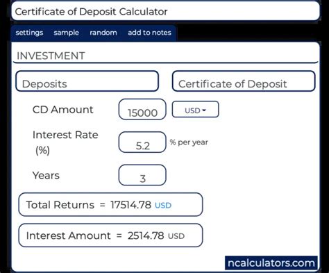 Certificate of Deposit (CD) Calculator