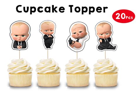 Personalized Boss Baby Birthday Cupcake Topper (20 Pcs)