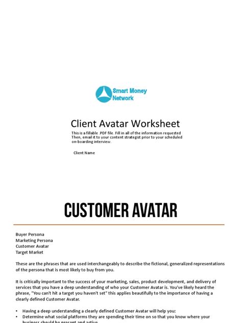 Customer Avatar Worksheet | PDF