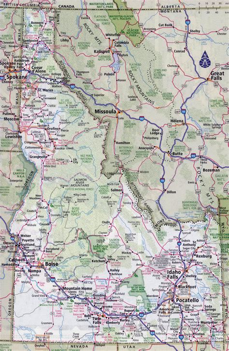 Large detailed roads and highways map of Idaho state with all cities | Vidiani.com | Maps of all ...