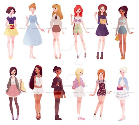 casual princesses + one queen by muttonfudge on DeviantArt