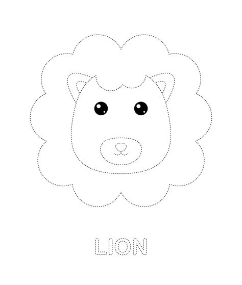 Lion tracing worksheet for kids 8457636 Vector Art at Vecteezy