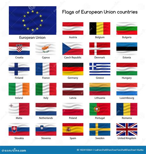 Set the Flags of European Union Countries, Member States of EU Stock ...