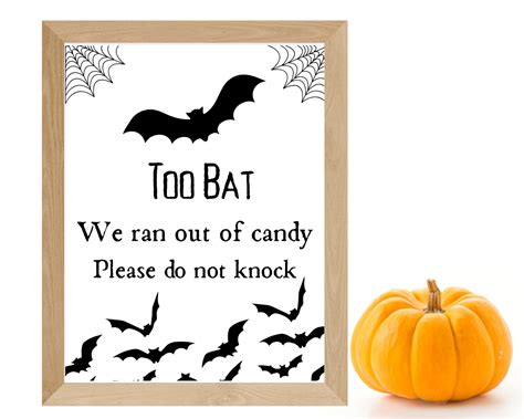 Printable Halloween No Candy Sign, No More Candy Door Sign, Please Do Not Knowck, Happy ...