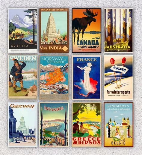 Set of 12 Vintage Travel Postcards Old Travel Postcards Vintage Travel ...