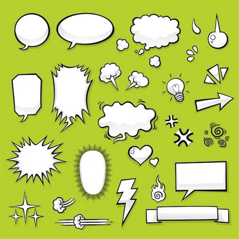 Set of comic elements for comic design use | Premium Vector