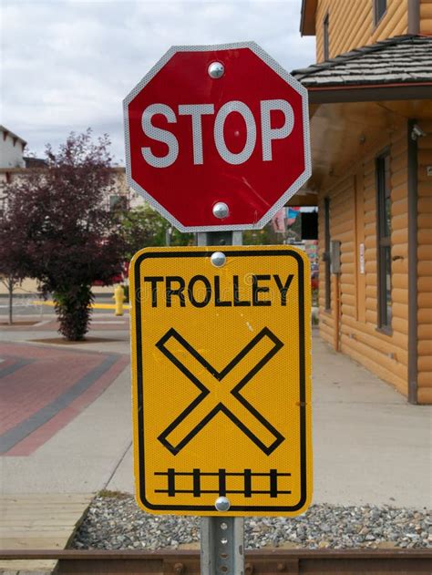 Trolley Crossing Street Sign in San Francisco Stock Image - Image of ...