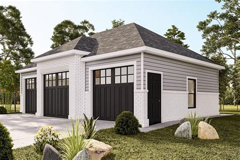 899 Square Foot Detached 3-Car Garage with Hipped Roof - 911024JVD | Architectural Designs ...