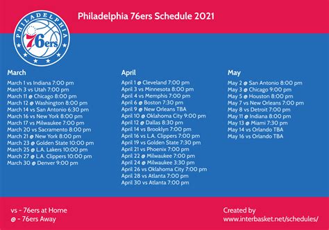 76ers Printable Schedule 2023-24