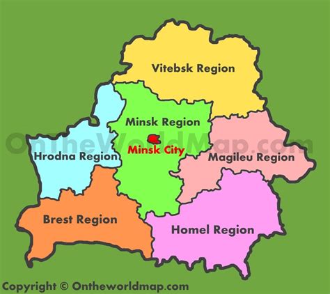 Administrative map of Belarus - Ontheworldmap.com