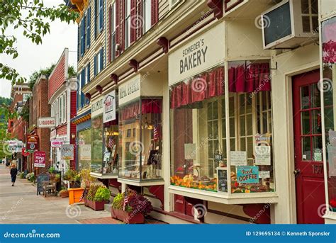 Cooperstown NY Sidewalk Charm Editorial Stock Image - Image of cafes ...