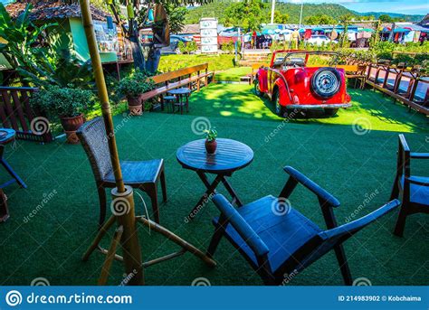 Wooden Table and Wooden Chairs for Relax Stock Photo - Image of grass ...