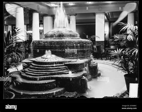 Tiered Tiffany glass fountain in the Pompeiian Room of the Auditorium Hotel Annex, later known ...