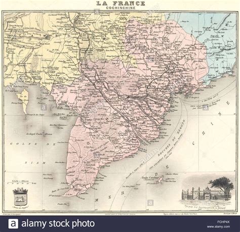 VIETNAM: Cochinchine. Cochinchina. Saigon. Vuillemin., 1903 antique map Stock Photo Photo ...