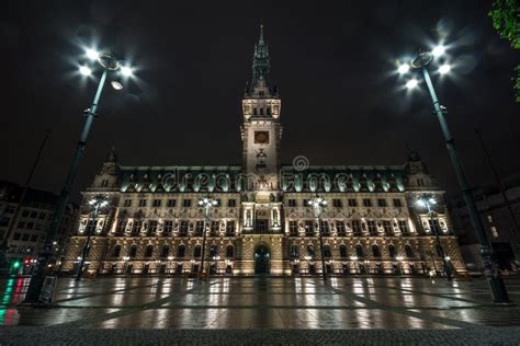 Hamburg City Hall - Rathaus, Germany. Night, Long Exposure. Editorial Photography - Image of ...