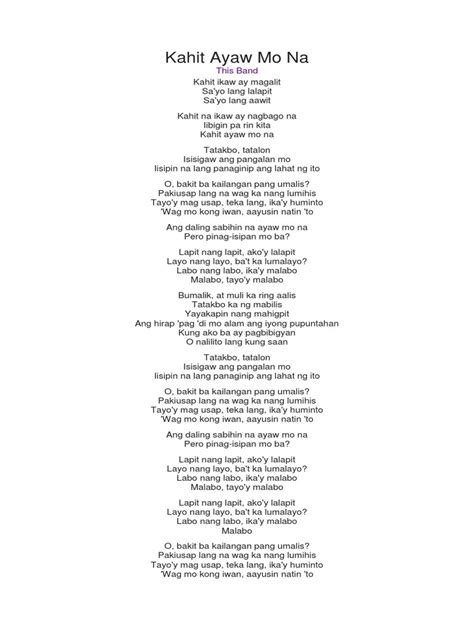 Kahit Ayaw Mo Na - This Band Lyrics