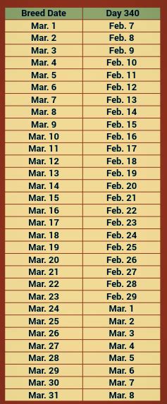 Horse Gestation Table | McNatt Farms
