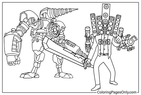 Upgraded Titan Drill Man, Titan Cameraman Coloring Page - Free Printable Coloring Pages