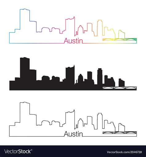 Austin skyline linear style with rainbow Vector Image