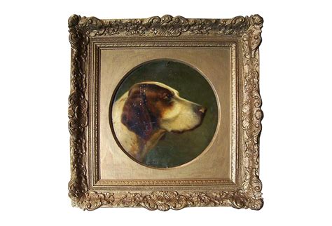 Masterfully painted portrait of a hunting hound. Signed or named lower ...