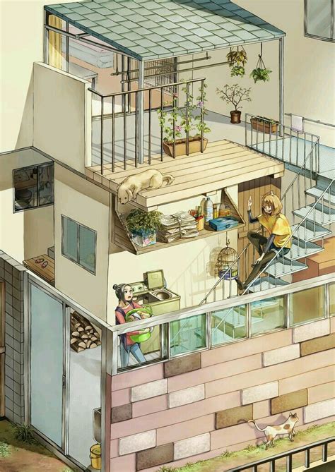Pin by TAT on S C E N E ⛺ | House illustration, Home art, Anime house