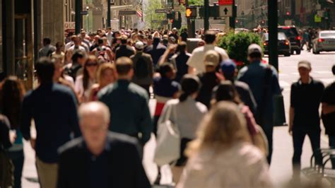 Crowded avenue. New York City. US. People walking in busy street of ...