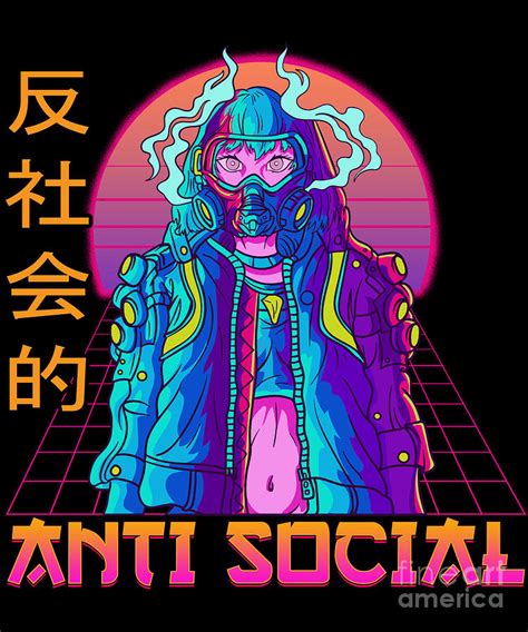 Cute Anime Girl Anti Social Aesthetic Vaporwave Digital Art by The ...