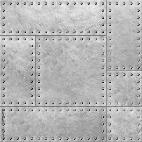 armoured metal plates with rivets seamless background or texture 3d ...