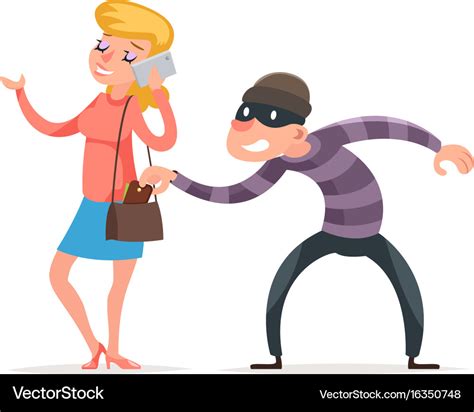 Mask criminal male thief stealing purse from Vector Image