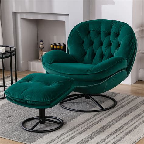 Buy Baysitone Velvet Swivel Accent Chair with Ottoman Set, Modern ...