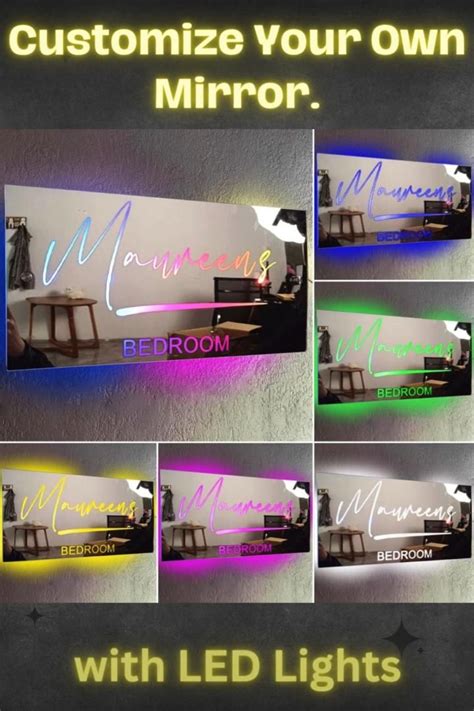 ARRAIGNZ Personalised Name Mirror with Lights,Custom Text Led RGB Color ...