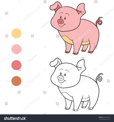 Coloring Book Pig Stock Vector (Royalty Free) 263982389