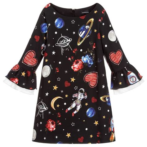 Girls Black Space Dress | Space dress, Girls fashion clothes, Kids dress