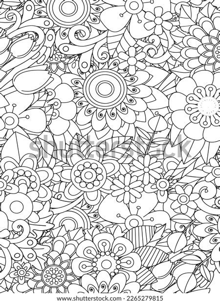 Doodle Floral Drawing Art Therapy Coloring Stock Vector (Royalty Free ...