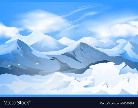 Mountains peak with snow scene Royalty Free Vector Image