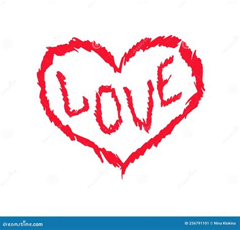 On a White Background, a Red Heart with the Word `love` Stock Illustration - Illustration of ...