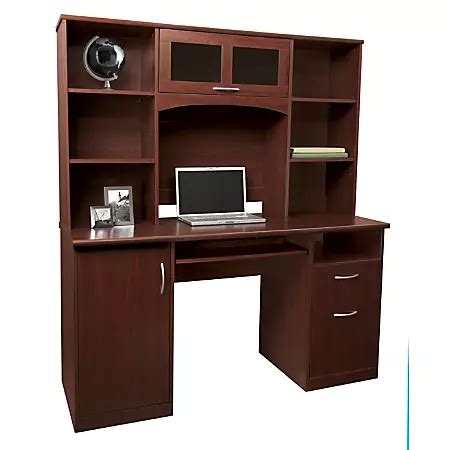 Realspace Landon Desk With Hutch Cherry by Office Depot & OfficeMax