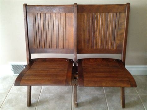 Vintage Folding Two Seater Wood Bench Theater Seats School Seats | eBay | Theater seating ...