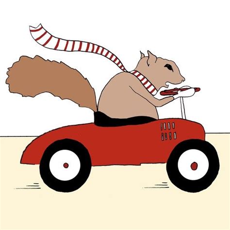 Mr Squirrel on the Go print. Squirrel driving car illustration | Etsy | Whimsical illustration ...